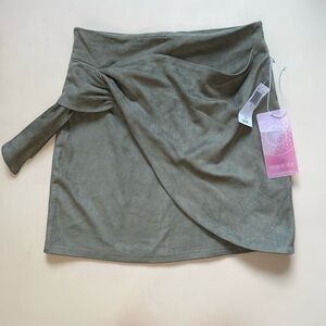 Olive Green Suede Pencil Skirt